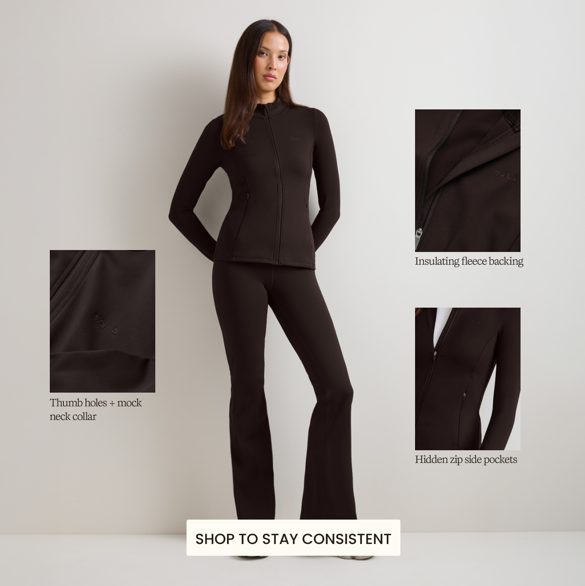 SkinLuxe Fleece Zip Through Jacket - Shadow Black