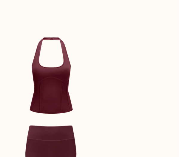 DayFlex Seamed Halter Tank - Burgundy