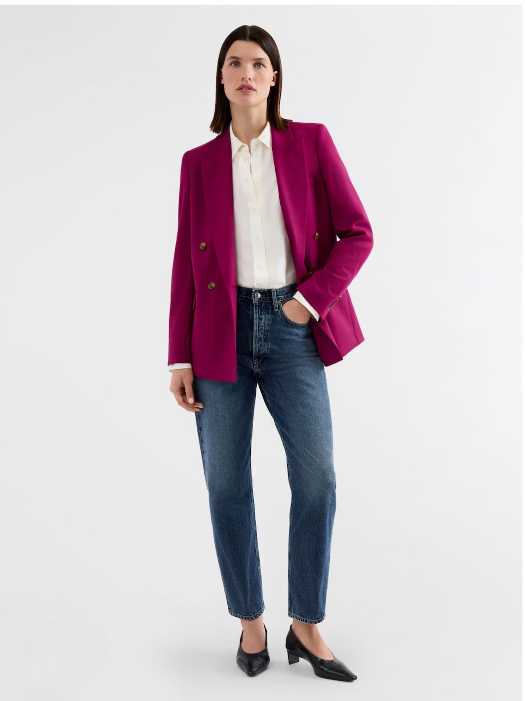 Peak Lapel Blazer in Seasonless Wool