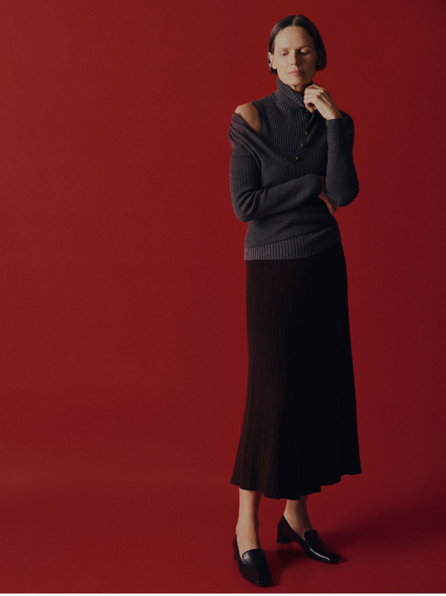 Ribbed Skirt in Merino Silk Ribbed Skirt in Merino Silk