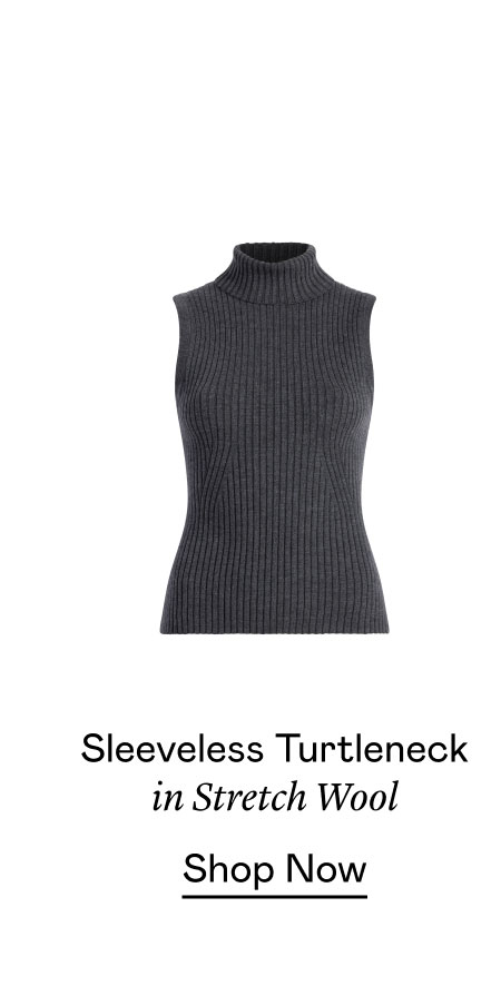 Sleeveless Turtleneck in Stretch Wool