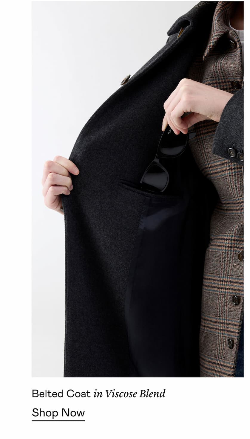 Belted Coat in Viscose Blend