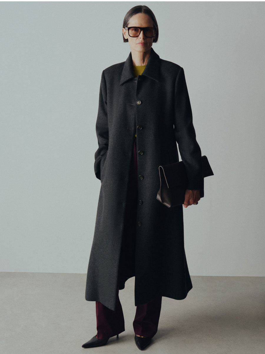 Belted Coat in Viscose Blend