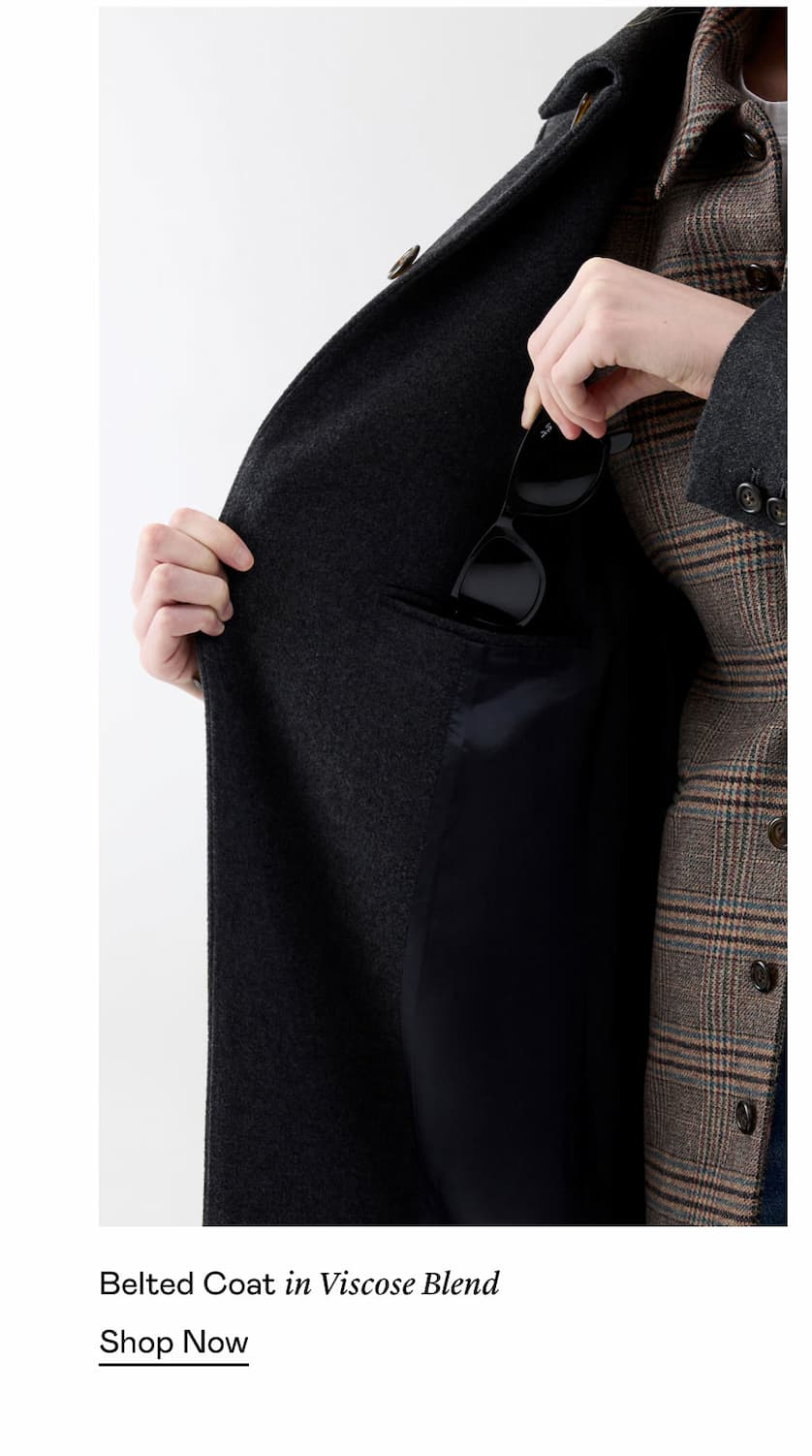 Belted Coat in Viscose Blend