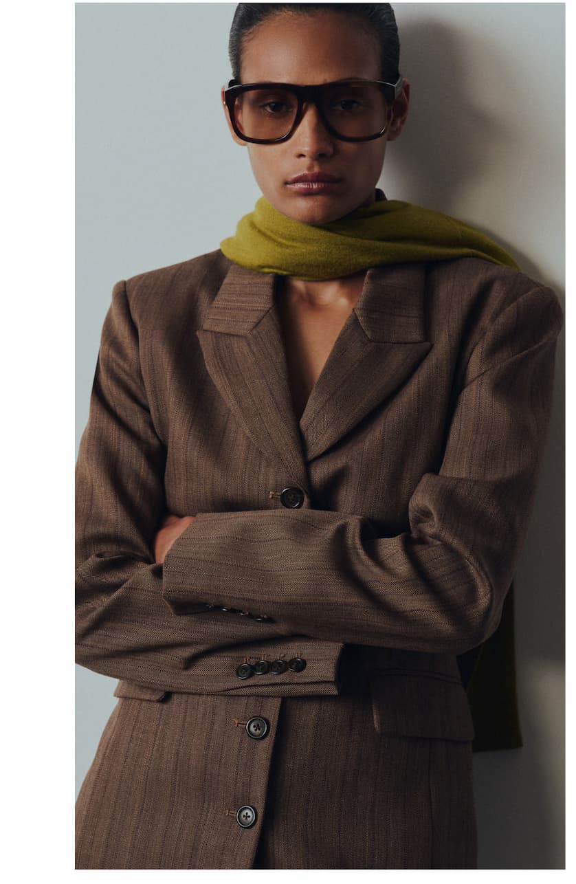 High-Neck Blazer in Wool | Toasted Chestnut