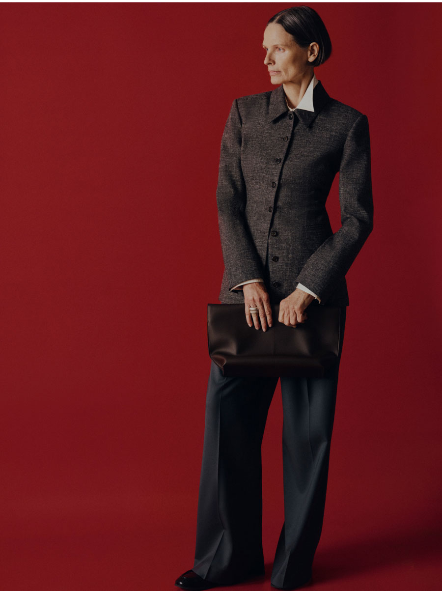 Collared Blazer in Textured Cotton Wool
