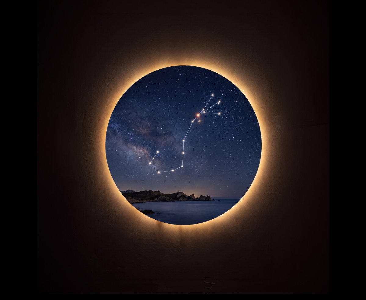 Scorpio constellation in a glowing eclipse ring