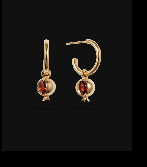 Pomegranate Charm Hoops