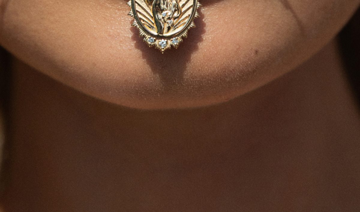 14k gold diamond Goddess pendant