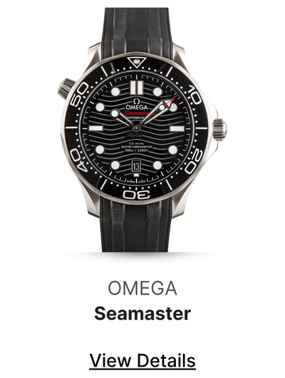 Used Black Dial Omega Seamaster Diver 300M Steel on Rubber Strap