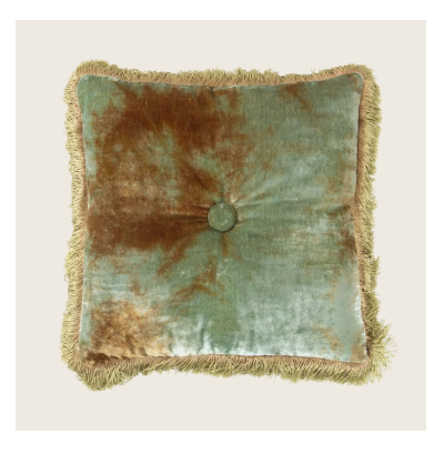 Anke Drechsel Silk Velvet Button Fringe Pillow