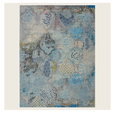 Blue Natural Aurora Transitional Silk Wool Blend Rug - 9' x 12'