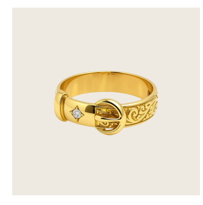 1980s Victorian-Style 18K .15CT Diamond Belt Ring
