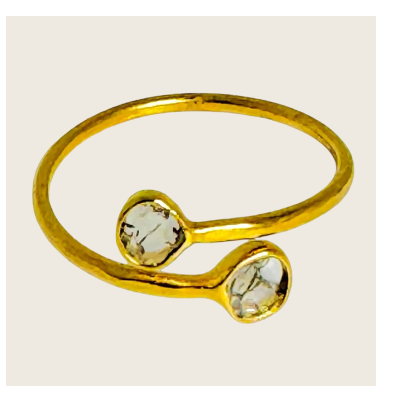 Mara Labell Fine Jewelry Petal to the Metal Diamond Slice Adjustable Bypass Ring