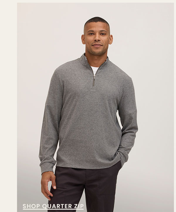 Kace Brushed Jacquard Quarter Zip Mock Neck