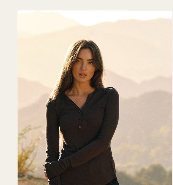 Akia Feather Rib Long Sleeve Henley