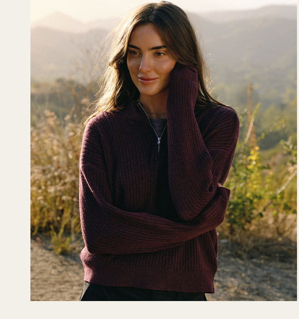 Kieryn Cozy Rib Knit Quarter Zip Sweater