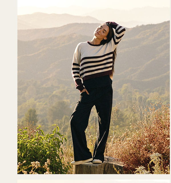 Yvonne Cozy Rib Knit Stripe Pullover