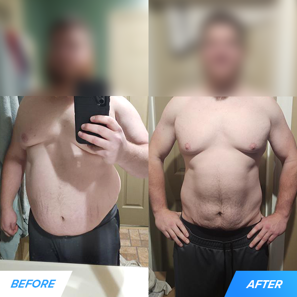 Evan (34) lost an incredible 70 pounds and reduced his body fat from about 50% to 23%: