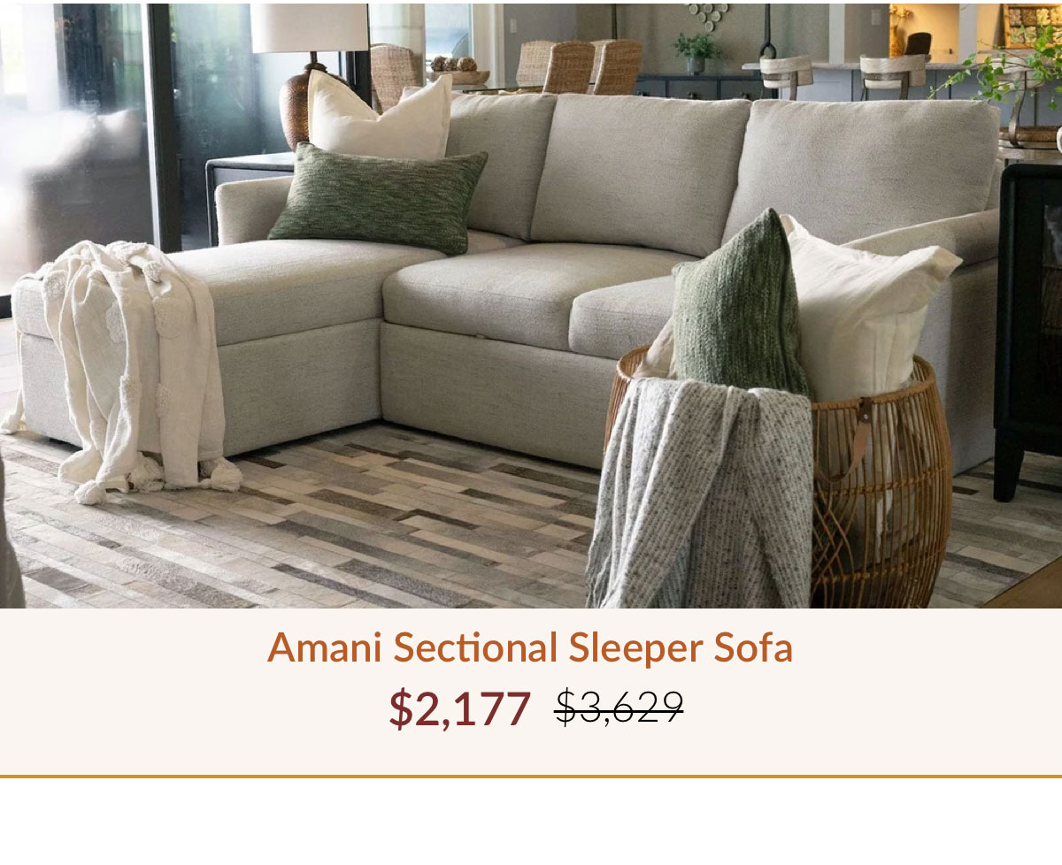 Amani Sectional Sleeper Sofa - Now $2,177, Was $3,629