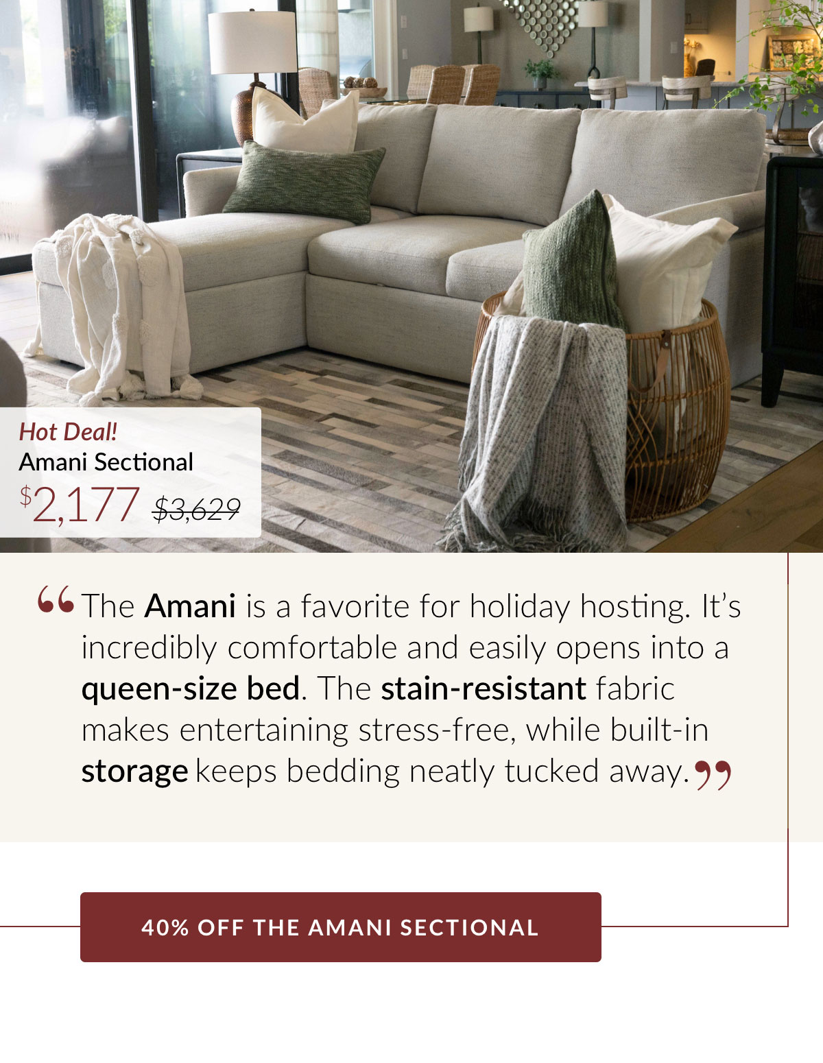 40% OFF THE AMANI SECTIONAL