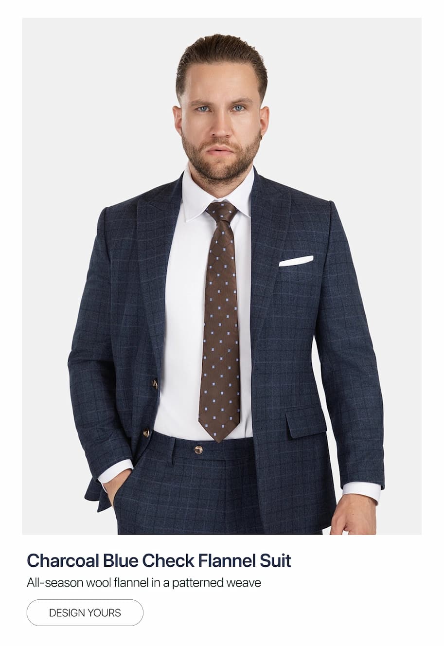 Charcoal Blue Check Flannel Suit