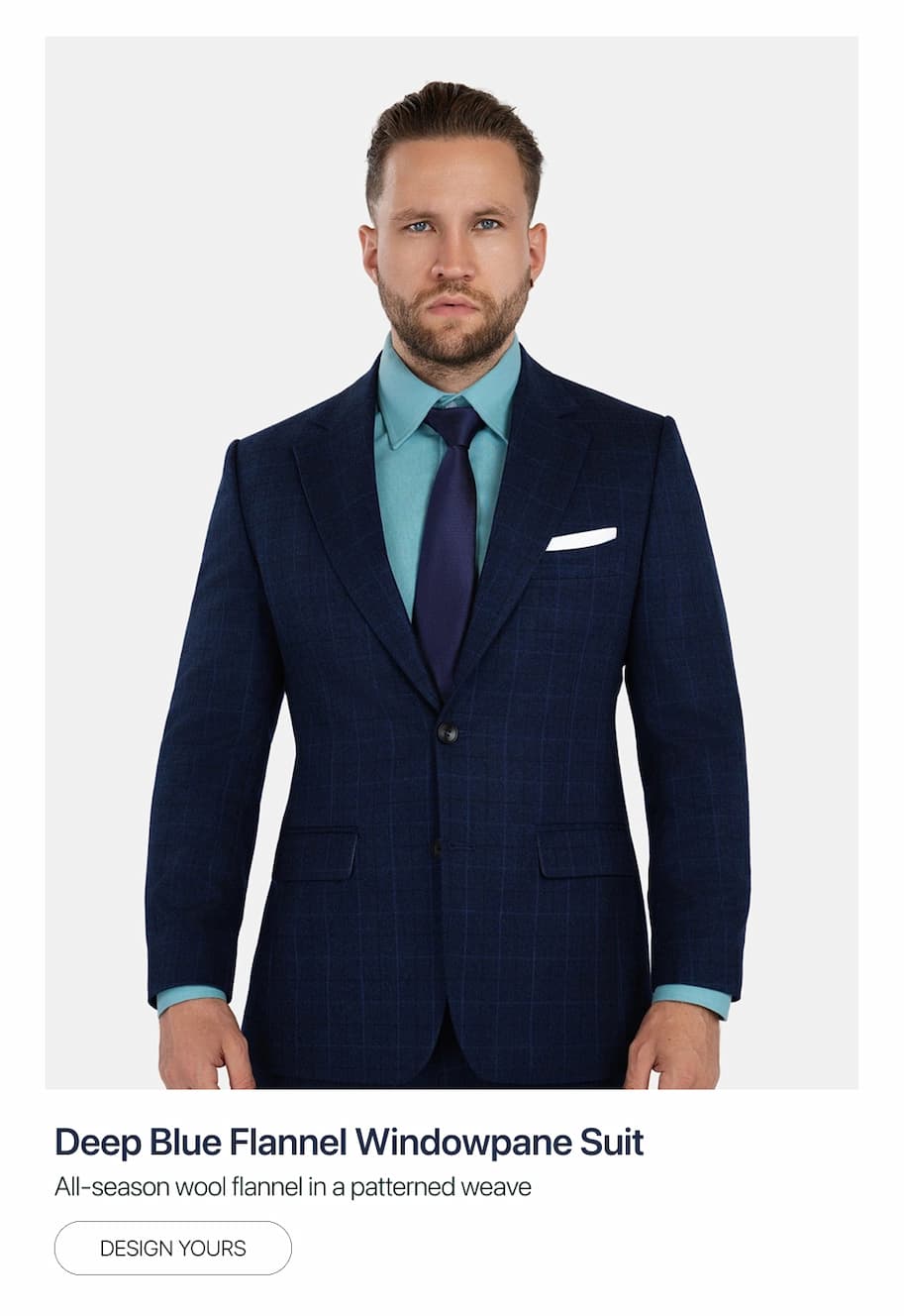 Deep Blue Flannel Windowpane Suit