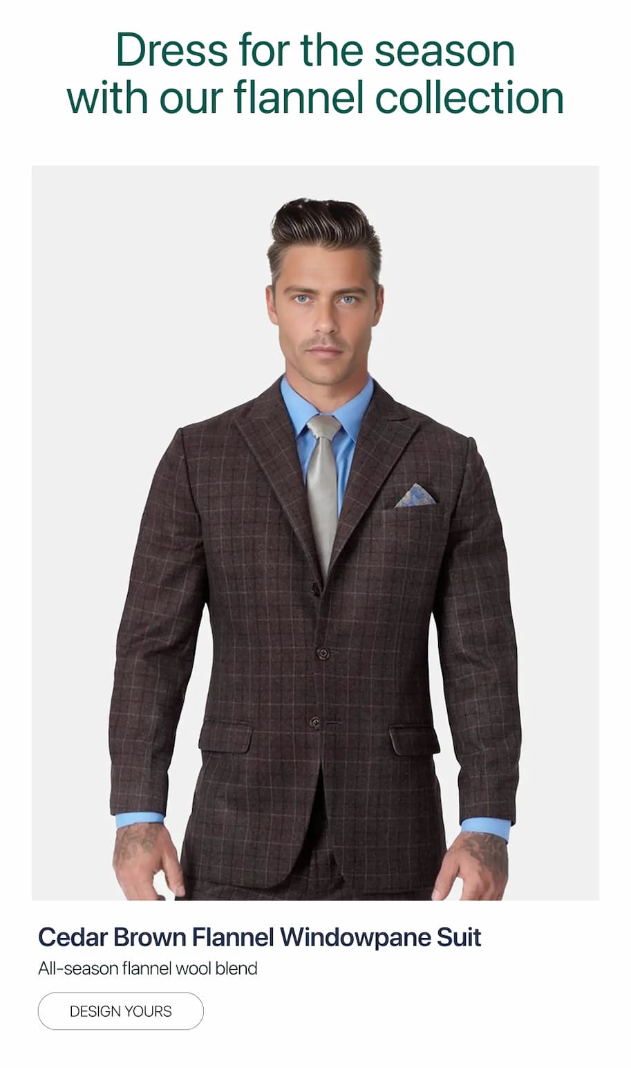 Cedar Brown Flannel Windowpane Suit