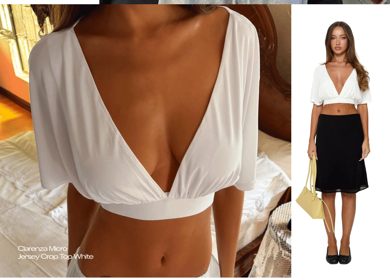 Clarenza Micro Jersey Crop Top White