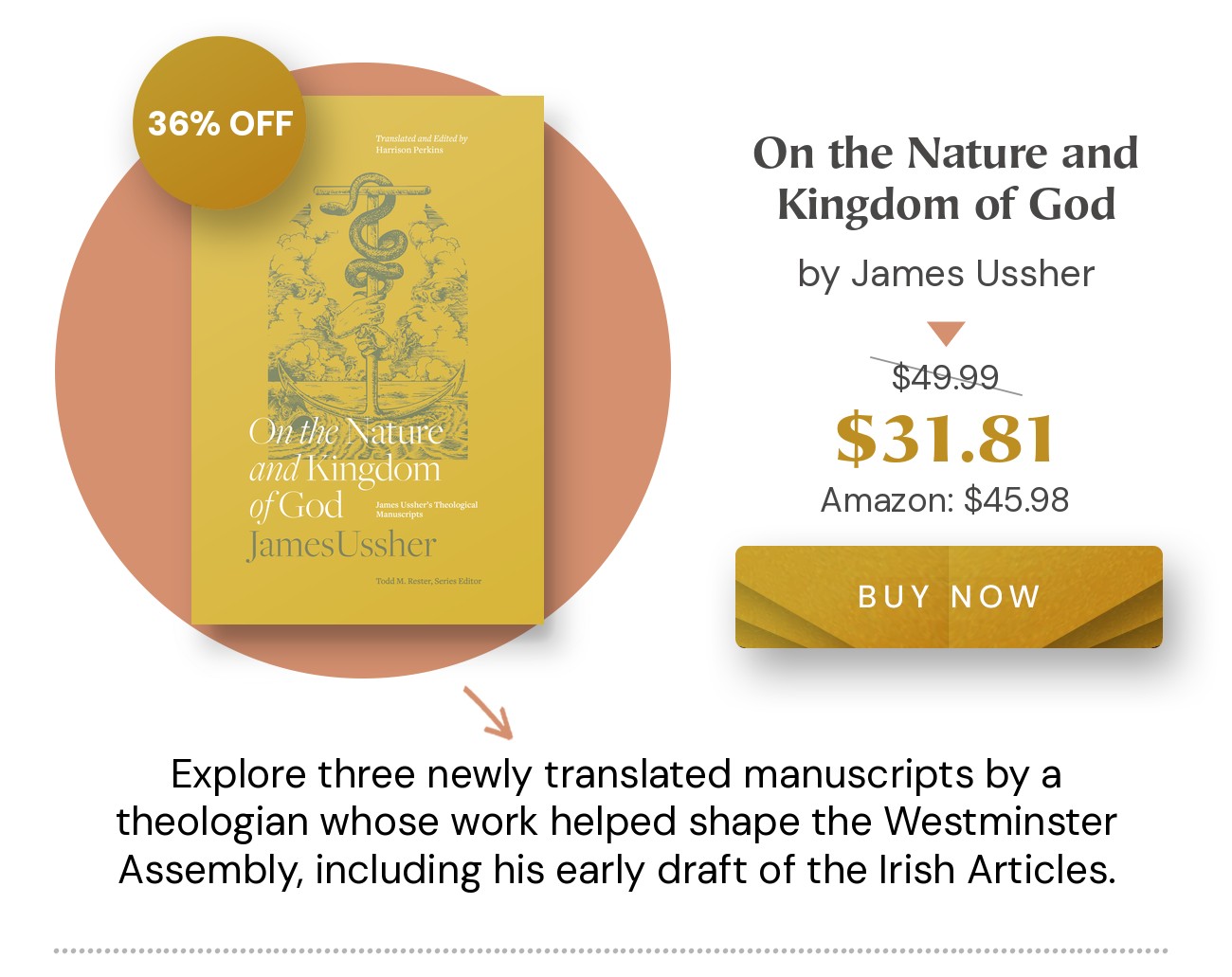 On the Nature and Kingdom of God by James Ussher. 36% off: $31.81 (retail $49.99). Amazon: $45.98