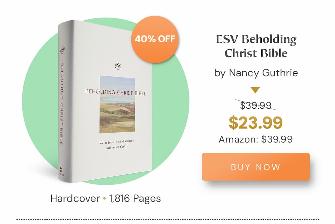 Nancy Guthrie Provides 365 Daily Bible Reading Introductions That Equip Readers to Understand Each Day's Passage and What It Uniquely Reveals About Christ  Each book of the Bible is a chance to encounter Jesus, and every day of the year is an opportunity to seek him more deeply. In Beholding Christ, Bible teacher and bestselling author Nancy Guthrie offers 365 daily Bible reading introductions that provide background, context, and perspective to guide the reader into greater understanding of each day's text as well as insight on how the passage uniquely reveals the person and work of Christ.  Drawing upon Guthrie's years of experience as a Bible teacher and her passion for seeing Christ in all the scriptures, each day's reading begins with a statement about Christ that arises from the text, though it may not be immediately on the surface. In the reading introduction, she explains unfamiliar characters, events, and cultural realities; draws out biblical-theological themes; and emphasizes how the chapters fit into the bigger story of redemptive history. She then lists key words and ideas to look for as you read, as well as encouragement in how to respond in prayer, personal examination, meditation, and worship.  While Beholding Christ: A Daily Guide to Seeing Jesus in All of Scripture is designed to be a companion to whatever Bible you use, the ESV Beholding Christ Bible, which includes these instructive readings interspersed within the full ESV text, is also available. Beholding Christ will help you persevere in reading through the Bible in its entirety with a better understanding of what you're reading and with a greater focus on how it reveals the beauty, necessity, and sufficiency of Christ.