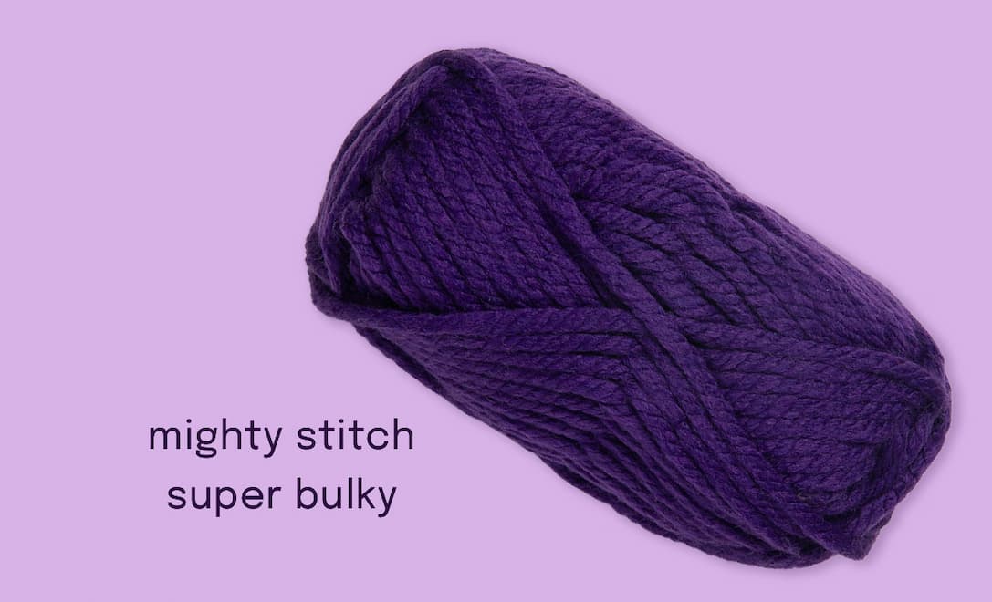 mighty stitch super bulky in eggplant >>