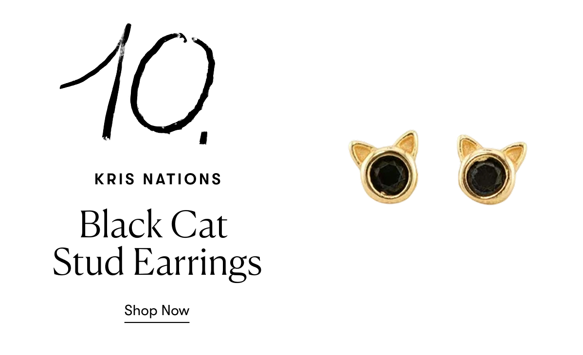 Kris Nations: Black Cat Stud Earrings