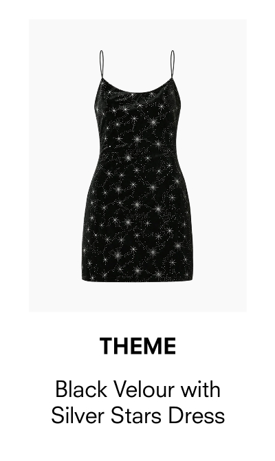 THEME: Romi Black Velour with Silver Stars Dress