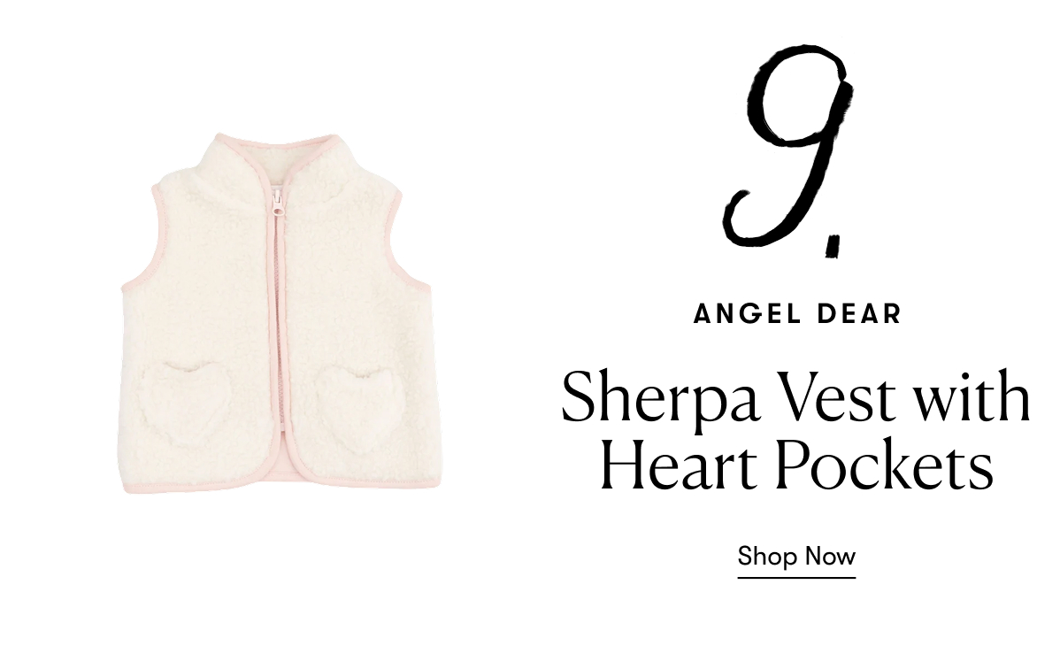 Angel Dear: Sherpa Zip Vest with Heart Pockets