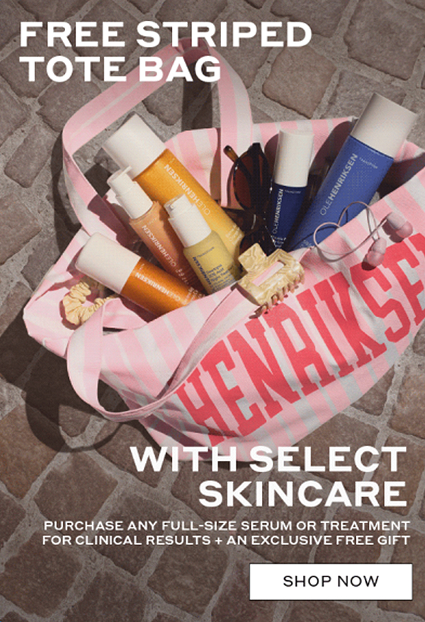 FREE STRIPED TOTE BAG WITH SELECT SKINCARE | SHOP NOW
