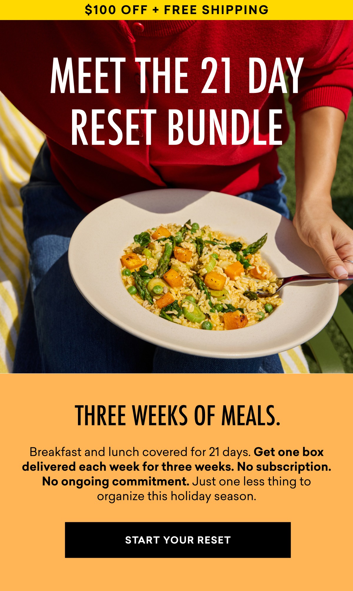 Breakfast and lunch covered for 21 days. Get one box delivered each week for three weeks. No subscription. No ongoing commitment. Just one less thing to organize this holiday season.