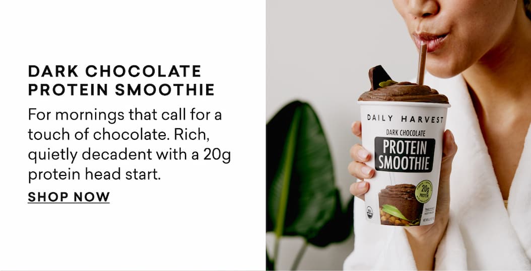 DARK CHOCOLATE PROTEIN SMOOTHIE  For mornings that call for a touch of chocolate. Rich, quietly decadent with a 20g protein head start.  SHOP NOW