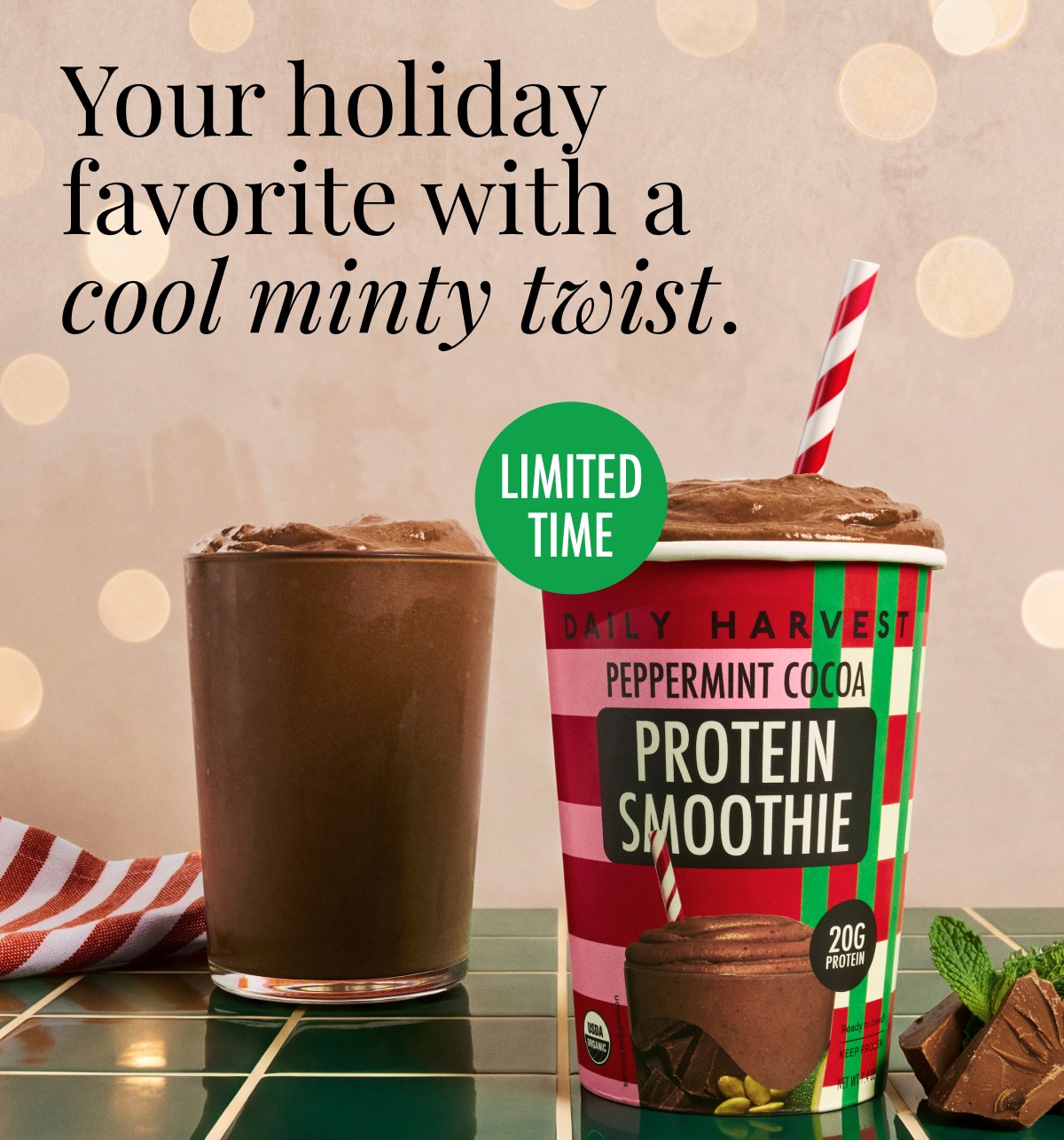 Your holiday favorite with a cool minty twist.