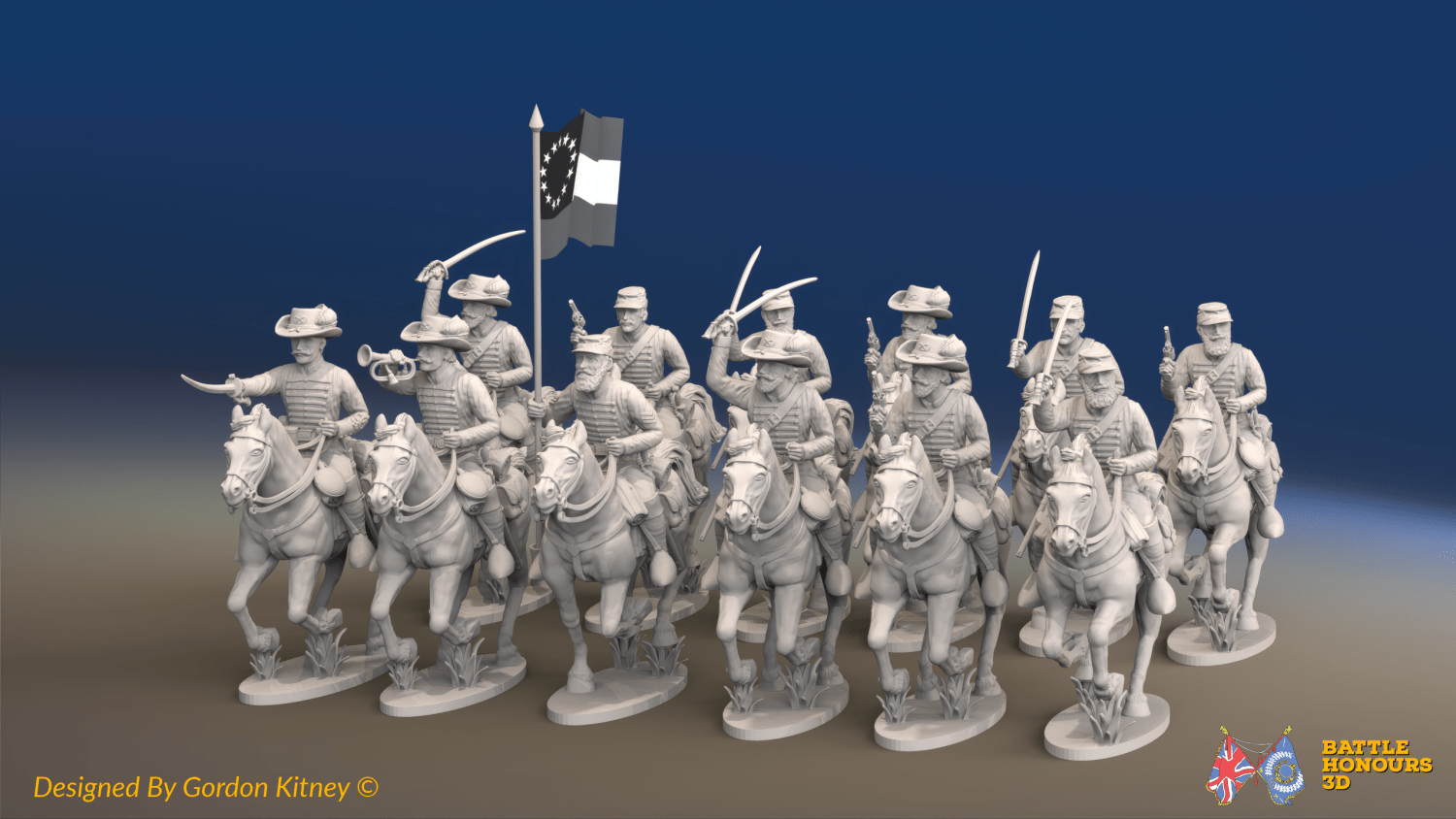 Confederate cavalry models representing Battle Honours 3D American Civil War figures