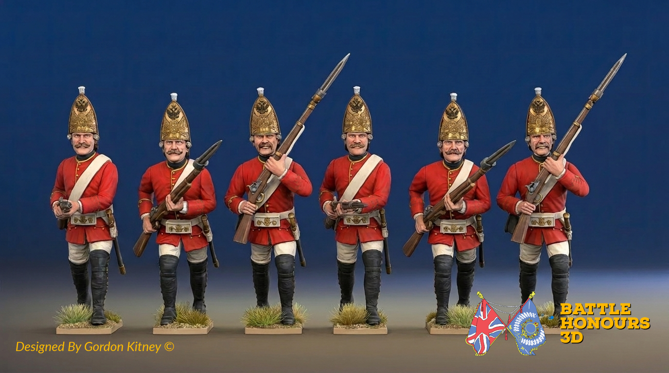 Colourised reference of Russian Seven Years' War summer-uniform grenadiers from Battle Honours 3D