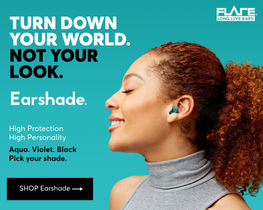 Hero shot of woman wearing Aqua Earshade