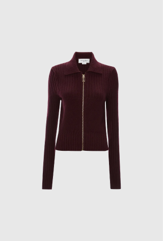 Zip Jumper In Dark Burgundy