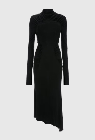 High Neck Midi Dress In Black