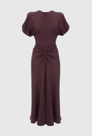 Bela Midi Dress In Dark Burgundy