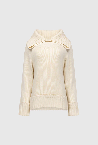 Wide Collar Jumper In Ivory