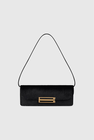 Dorian East-West Clutch Black Hair Calf Leather