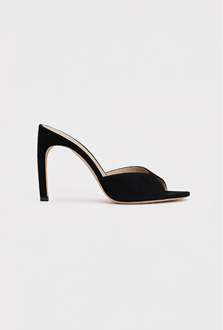 Harlow Open Toe Mule 100 Black Suede