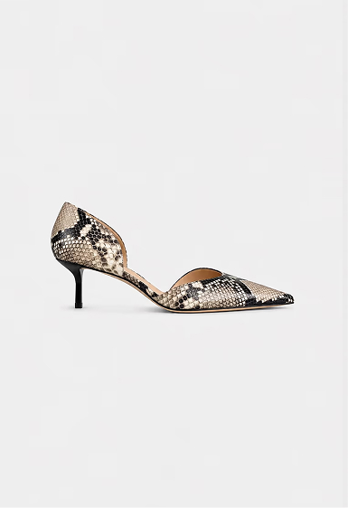 Victoria Angle D'Orsay Pump 55 Natural Brown Snake Print Leather