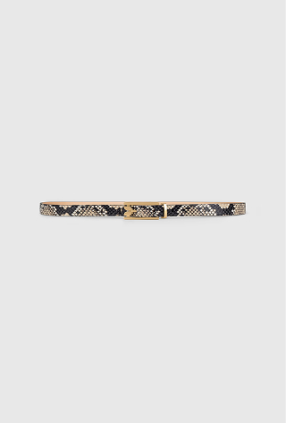 Dorian Pin-Buckle Belt Micro 15mm Natural Brown Snake Print Leather